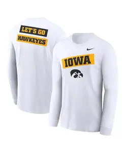 Мужская белая футболка с длинным рукавом Iowa Hawkeyes Two-Hit Classic Location Nike