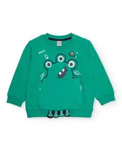 Детская плюшевая толстовка зеленого цвета с принтом космического монстра Tuc tuc