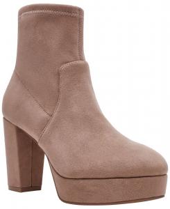 Женские ботильоны на платформе и блочном каблуке цвета хаки Anne Klein, Sand Suede