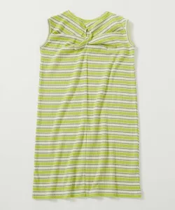 Платье в рубчик с многослойной отделкой, платье с коротким рукавом, платье, 25SS Devirock, цвет 002-Lime