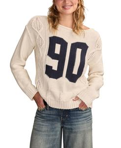 Женский хлопковый свитер с круглым вырезом и графическим принтом в стиле 90-х Lucky Brand, Tofu