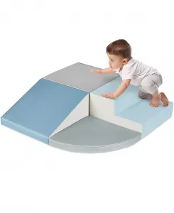 Детский игровой набор из 4-х мягких пенопластовых блоков для лазания и ползания, предназначенный для развития ребенка Best Choice Products, blue