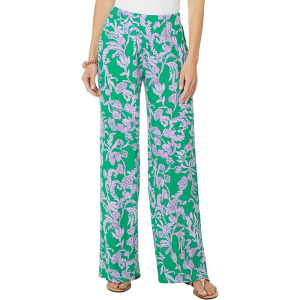 Брюки Lilly Pulitzer Allena Knit Palazzo, цвет Brazilian Green Salty Sandbar