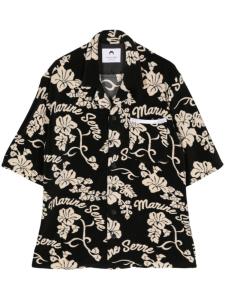 Рубашка махровая из жаккардовой ткани с узором Marine Serre, черный