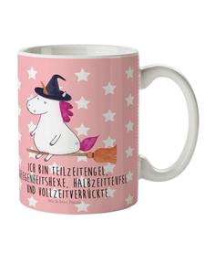 Детская кружка Ведьма-единорог с надписью в пастельно-красных тонах Mr. & Mrs. Panda