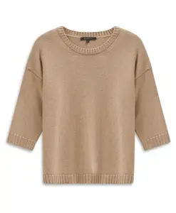 Свитер с круглым вырезом из мягкой кашемировой ткани. Bugatti, бежевый