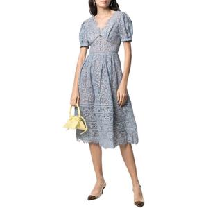 Женское синее платье с коротким рукавом Self portrait Self-portrait, синий