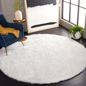 Ковер SAFAVIEH, 201 x 201 см, Cloud Shag Collection Round, White, современный дизайн, идеален для помещений с высокой проходимостью в гостиной, спальне и столовой (CLD112A-7R)