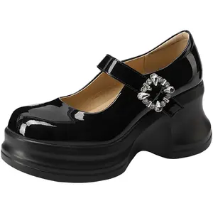 Mulinsen Туфли Мэри Джейн на платформе с массивным каблуком JK Uniform черные женские, цвет Black