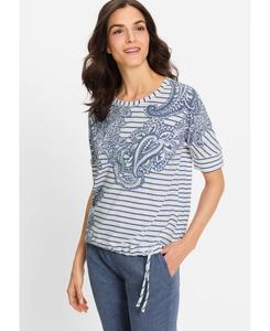Женская джинсовая футболка с узором пейсли и полосками Olsen, Indigo denim