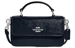 COACH Женская мини-сумка через плечо из лаковой кожи цвета морской волны