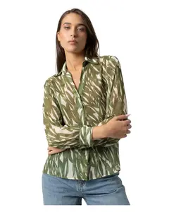 Элегантная рубашка с длинными рукавами и принтом Kocca, зеленый