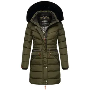 Стеганое пальто Наваху "Паула" — стильная зимняя парка с элегантным искусственным мехом Navahoo, зеленый