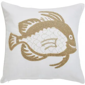Done. декоративная подушка "Счастливая рыбка", чехол на подушку с объемным эффектом и мотивом из махровой ткани-петельки 45х45 см, бежевый