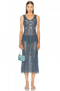 Платье из люрекса с кружевом Rabanne, Turquoise