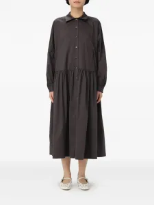 Платье с пуговицами и сборками Liviana Conti, коричневый