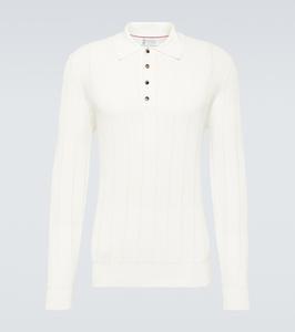 Хлопковый свитер-поло Brunello Cucinelli, белый