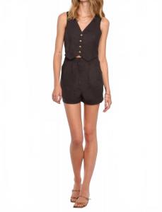 Льняной комбинезон-жилет черный Heartloom