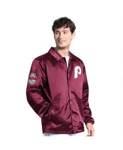 Мужская бордовая бейсбольная куртка Philadelphia Phillies Cooperstown Collection Point Man на молнии Starter