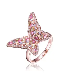 Кольцо с разноцветными кубическими цирконами, покрытое розовым золотом 18 карат Rachel Glauber, pink