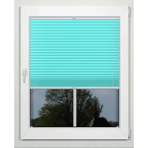 Жалюзи-плиссе Indeko «простые», светозащитные, с отверстием, натяжные, на заказ, цвет türkis + weiß