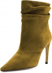 Женские ботильоны Maiyang с заостренным носком, тянущиеся на щиколотке, с мягким голенищем, тонким высоким каблуком, модные повседневные ботинки, размеры 4-16 США, Olive