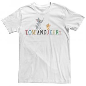 Мужская футболка с ярким логотипом Tom And Jerry Licensed Character, белый
