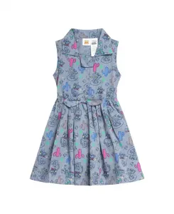 Детское платье-клеш Disney Minnie Mouse Mickey Mouse Daisy Lilo & Stitch Princess Belle Ariel для девочек, от малышей до подростков, из ткани шамбрей Toy Story, синий