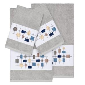 Linum Home Textiles Набор из 4 полотенец из турецкого хлопка с украшением Khloe, светло-серый