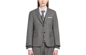 Однобортный твиловый блейзер THOM BROWNE, средне-серый