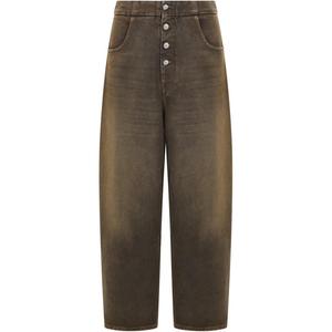 Облегающие укороченные джинсы Button Detailed MM6 Maison Margiela, коричневый