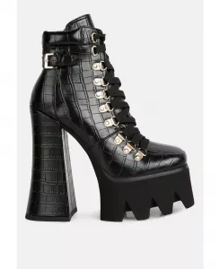Ботинки на высокой платформе Boogie со шнуровкой London Rag, черный