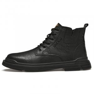 XIMO BULL Короткие мартинсы мужские черные с черной флисовой подкладкой, цвет Black Fleece-Lined