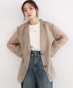 Прозрачный приталенный жакет из органзы