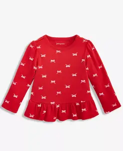 Детская футболка с длинным рукавом и забавными бантиками для девочек First Impressions, красный