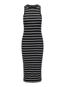Платье средней длины Only ONLBELFAST STRIPE S/L MIDIDRESS JRS NOOS, черно-белый