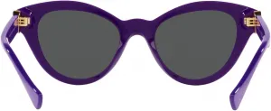 Женские солнцезащитные очки Versace, черная оправа, темно-серые линзы, 52 мм, Purple