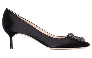 Туфли-лодочки из шелкового сатина MANOLO BLAHNIK, черные