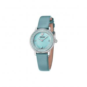 VERSACE Часы Wrist Watch Quartz Movement Cow Leather Strap 30mm Blue Dial Women's Watch, Blue Dial
