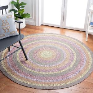 Круглый ковер 183 x 183 см ручной работы Safavieh Cape Cod Collection Green / Pink CAP241Y из плетеного джута