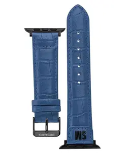 Женский синий ремешок из искусственной кожи с крокогранью, совместимый с Apple Watch 42/44/45/Ultra/Ultra 2 Steve Madden, синий