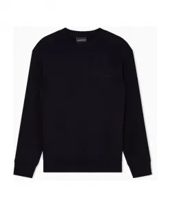 Черная толстовка с классическим круглым вырезом. Emporio Armani, черный