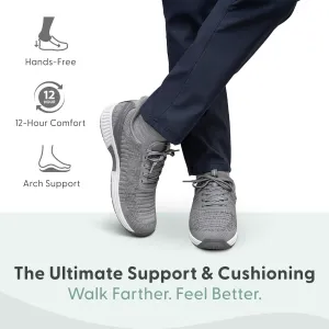 Мужские ортопедические кроссовки Orthofeet Yari с вязаным верхом и без шнурков, серый