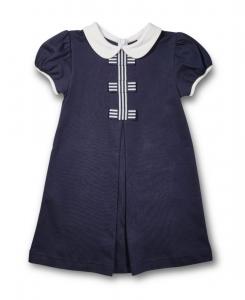 Вязаное платье с бантиками из полосатой ленты Florence Eiseman, Blue