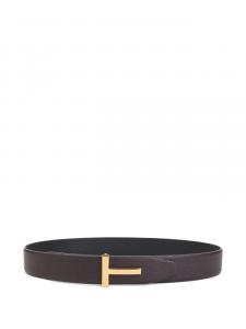 Ремень кожаный TOM FORD с Т-образной пряжкой, коричневый