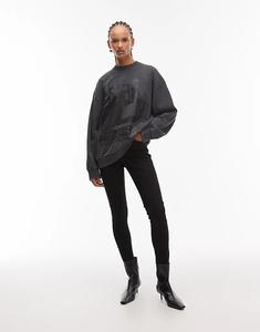 Толстовка свободного кроя ASOS DESIGN с винтажным принтом в виде полос серого цвета