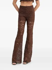 Расклешенные брюки с кружевными вставками Ermanno Scervino, коричневый