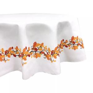 Круглая скатерть, 100% полиэстер, круглая 60 дюймов, гирлянда из осенней листвы
