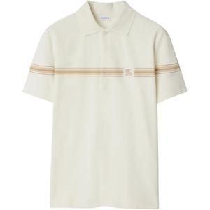 Полосатая хлопковая поло Burberry, белый
