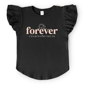 Футболка с рукавами-крылышками Forever chasing sunsets The Juniper Shop, Black